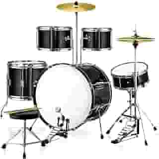 Bateria Instrumento, Bateria Acustica, Bateria Musical, Bateria Acústica 2T Cromada Preto com Banco