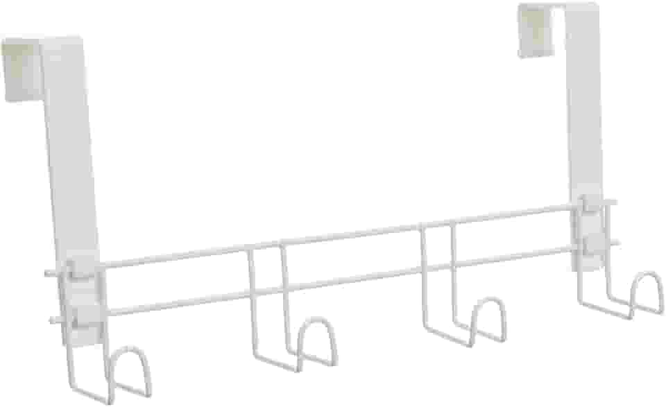 Suporte para porta e parede 4 Ganchos Plus, Metaltru, Branco com Branco