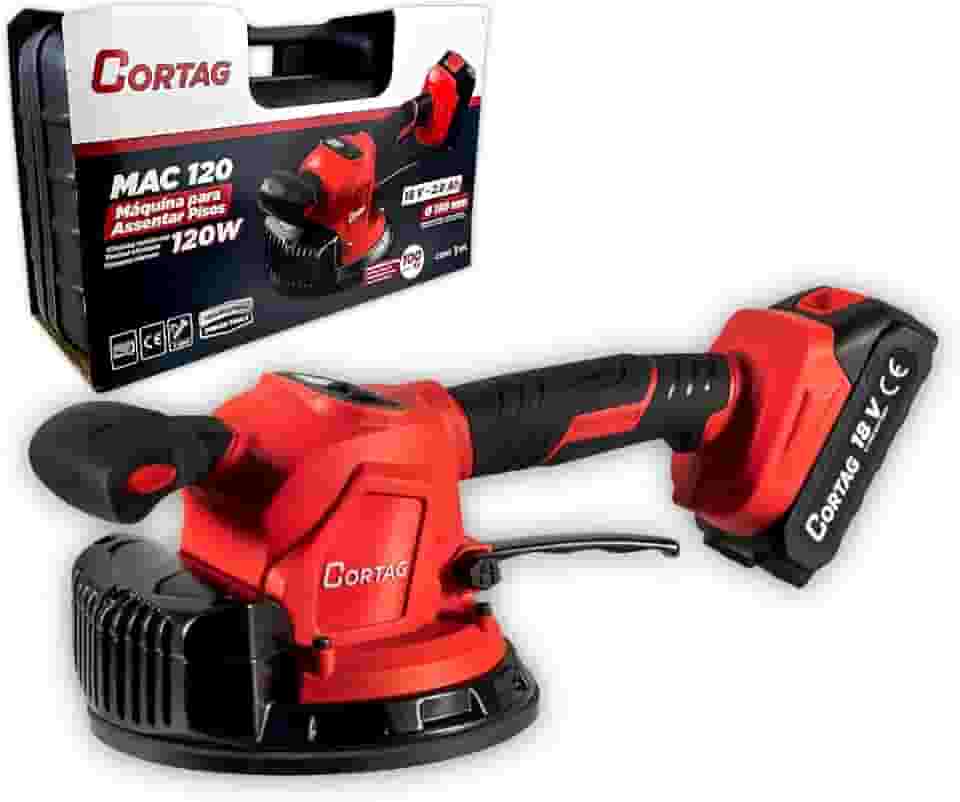 Máquina para assentar pisos Cortag MAC-120 120W c/ventosa vibratória p/Porcelanato e Revestimento Profissional