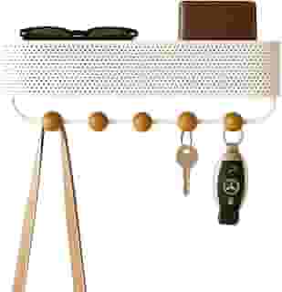 LUMAI Porta-Chaves de Parede com Suporte Pendurador para Chaves e Cabideiro, Instalação Fácil com Adesivo ou Parafuso, Chaveiro Organizador Prático e Resistente para Entrada, Sala ou Quarto – Branco