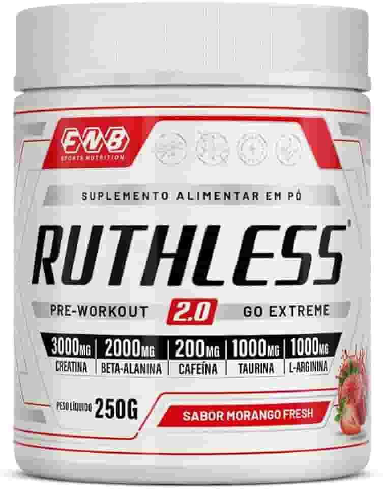 Pré treino Ruthless (creatina + L-arginina + cafeína + beta-alanina + taurina) 250g sabor morango