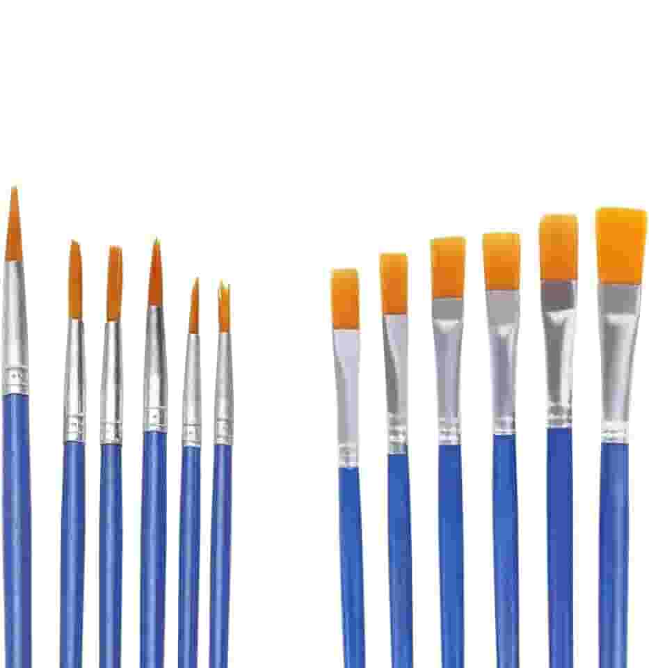 Kit 12 Pincéis Artesanato Pintura Ponta Fina Redonda E Chato Pintura em Telas Rosto