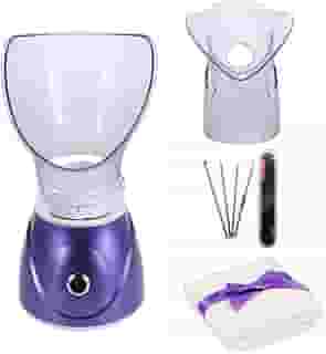 Hann Vaporizador facial profissional inalador a vapor sinusal hidratante para pele facial, sauna, vaporizadores de spa com função de umidificador difusor de aromaterapia (roxo)