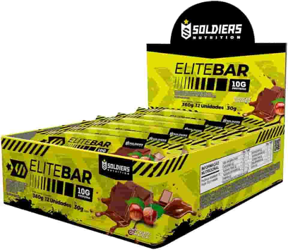 Elitebar 30g Barra De Proteína CX 12 UN - Soldiers Nutrition Chocolate C/Avelã
