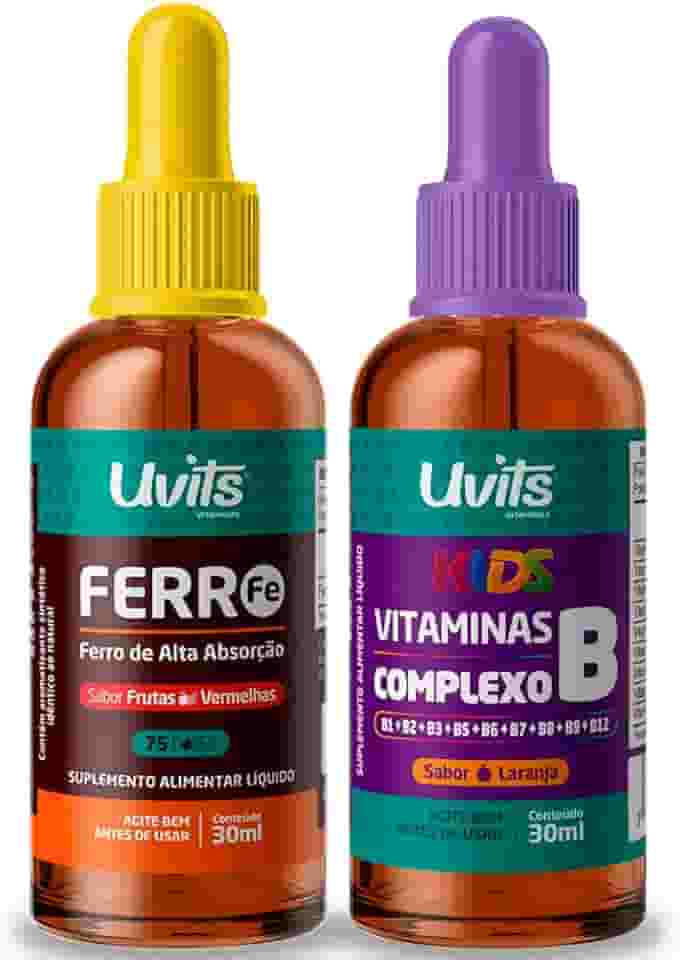 Kit Ferro Bisglicinato 30ml + Complexo B Kids 30ml Uvits