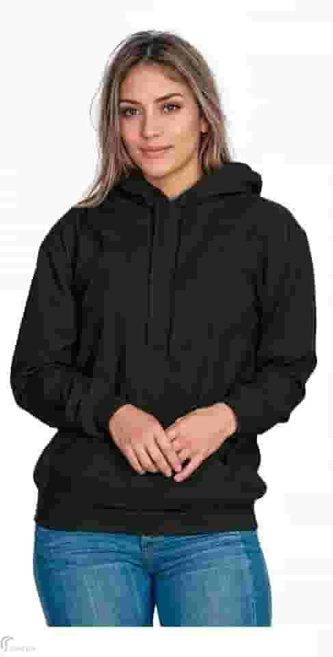 Moletom Liso Flanelado Feminino Blusa De Frio Canguru Sem Estampa com Capuz