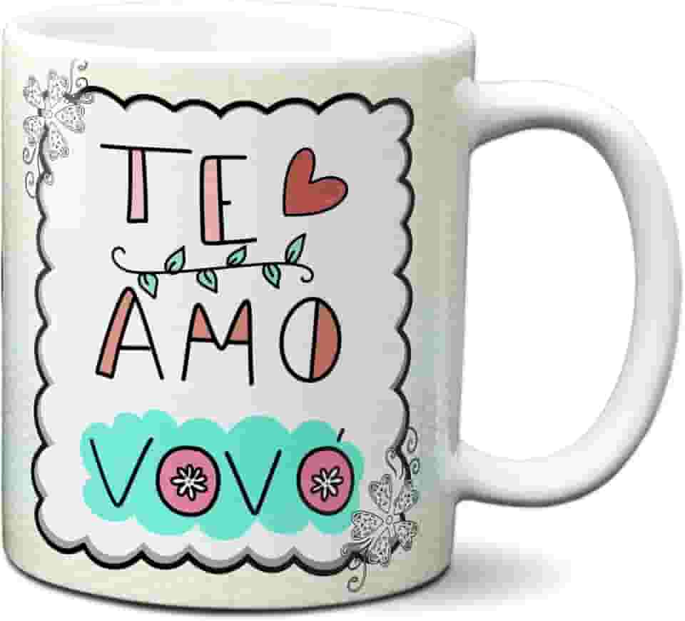 Caneca Dia Dos Avós Presente Te Amo Vovó 2x Mãe Amor (Branca)
