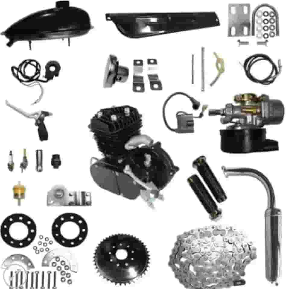 Kit Motor para Bicicleta Motorizada 80cc, 2 Tempos, Completo com Corrente e Acessórios (Preto)