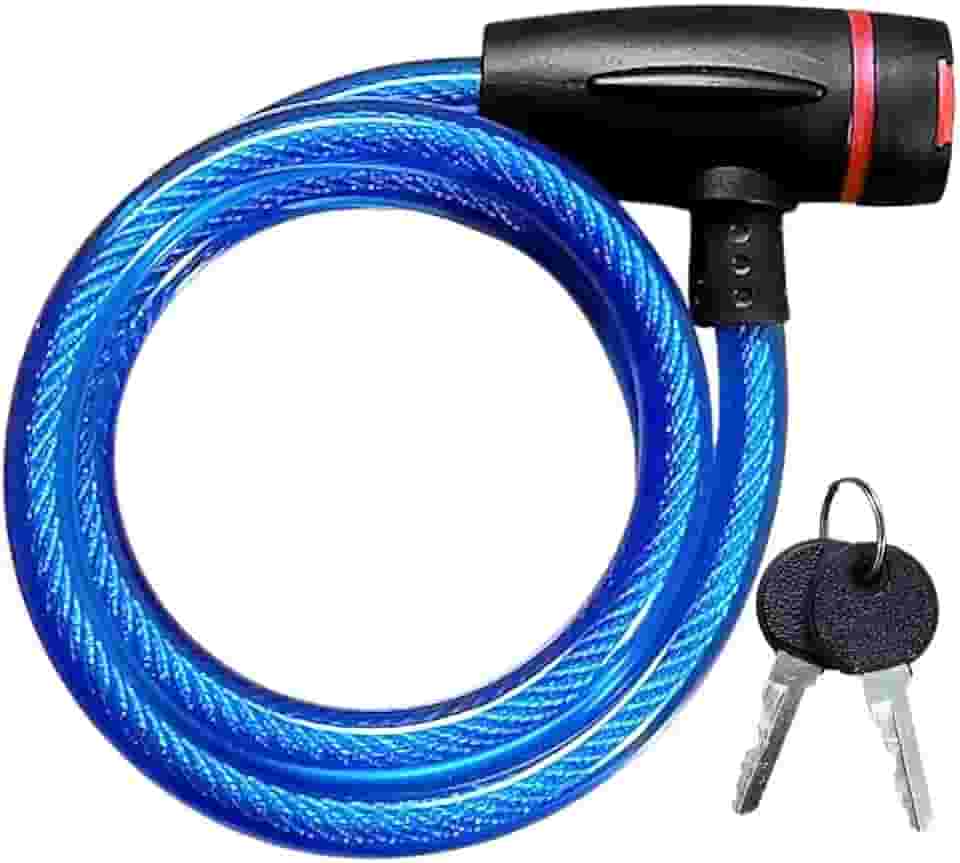 Trava Cadeado Antifurto 12mm x 1M Para Moto Bicicleta Estepe Portão Porteira Com 2 Chaves