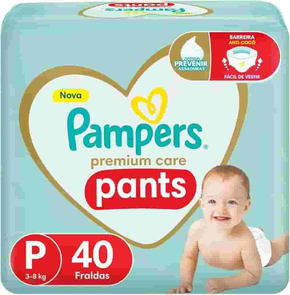 Fralda Pampers Premium Care Pants Tamanho P, Fácil de Vestir, 40 Unidades