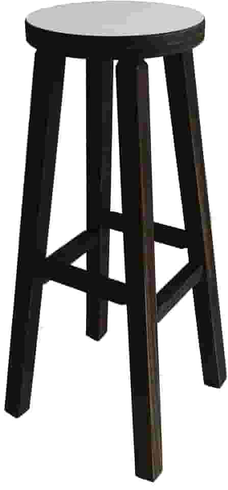 Banqueta Alta Hardman 69 Cm Madeira Padrão Nogueira Ass. Redondo MDF Bco