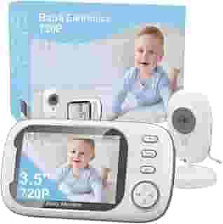 Babá Eletrônica, 3.5' Bebê Câmera Monitor Vídeo, Microfone Embutido nos 2 Lados, Visão nocturna,Temperatura Ambiente，Detecção de Som VOX, Canção de Ninar, Actualizado e melhor do que VB603