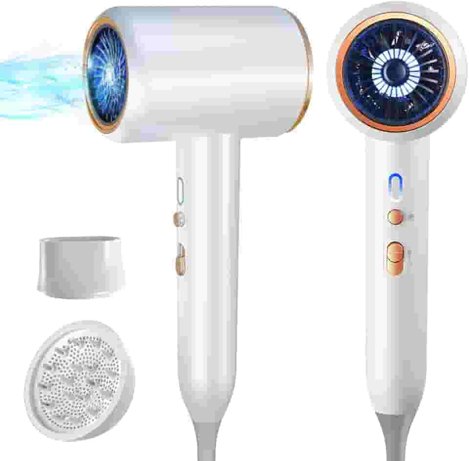 Secador de cabelo para mulheres e homens 1875W portátil iônico secador de cabelo para viagem com bocal difusor pequeno, leve e silencioso, secagem rápida como salão de beleza, sem danos causados pelo