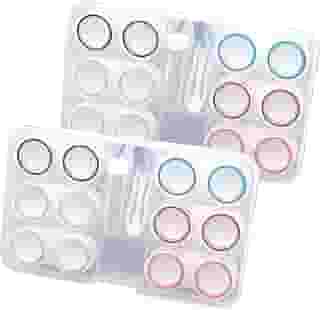 Pacote com 12 kits de viagem de lentes de contato, caixa de armazenamento, lente de contato portátil