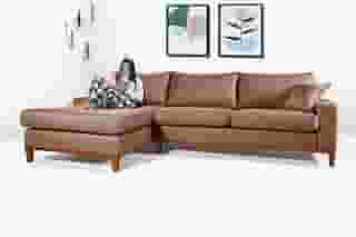 Sofá California 4 Lugares Living Chaise Linho Lado Direito (Marrom)