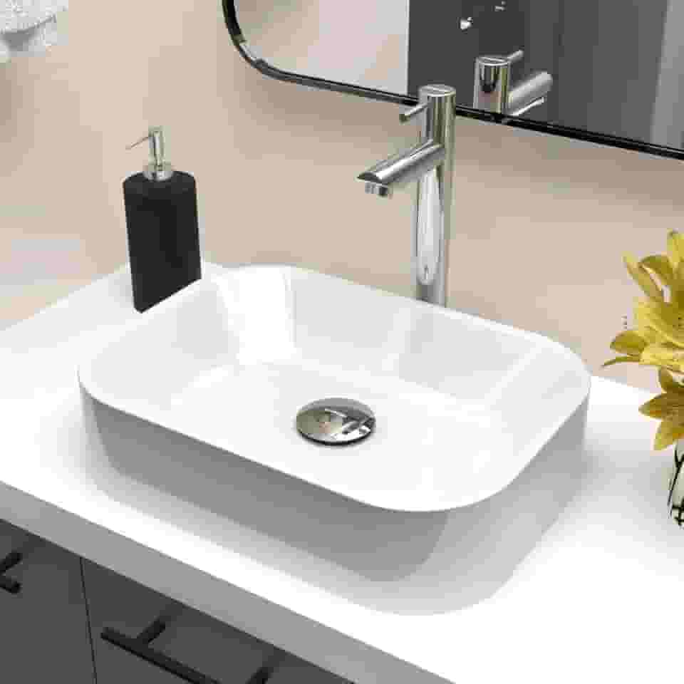 Cuba Pia De Apoio Sobrepor Retangular 36x27 Para Banheiro Lavabo Beltempo BT-2010 (Branca)