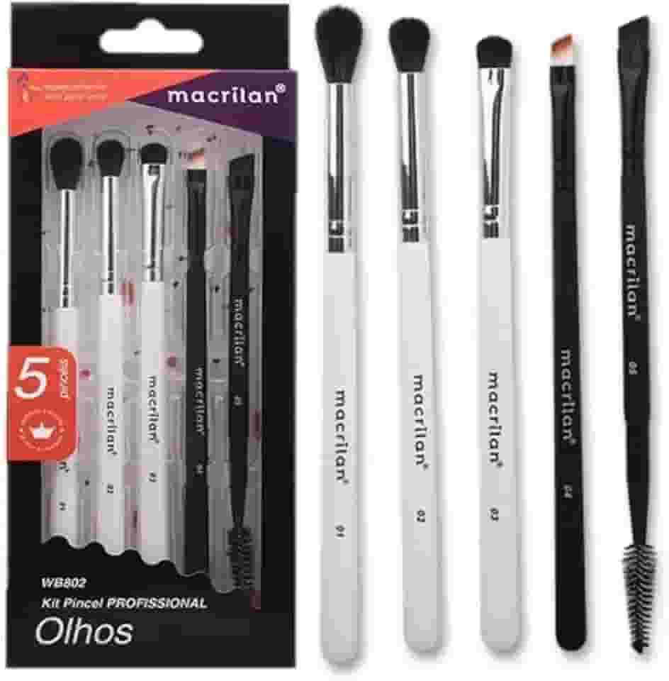 Macrilan Kit Com 5 Pincéis Profissionais De Maquiagem Para Os Olhos, WB802