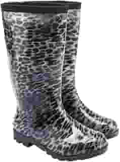 Bota Galocha Feminina Onça Cano Longo Impermeável Pvc Leve - 36/37