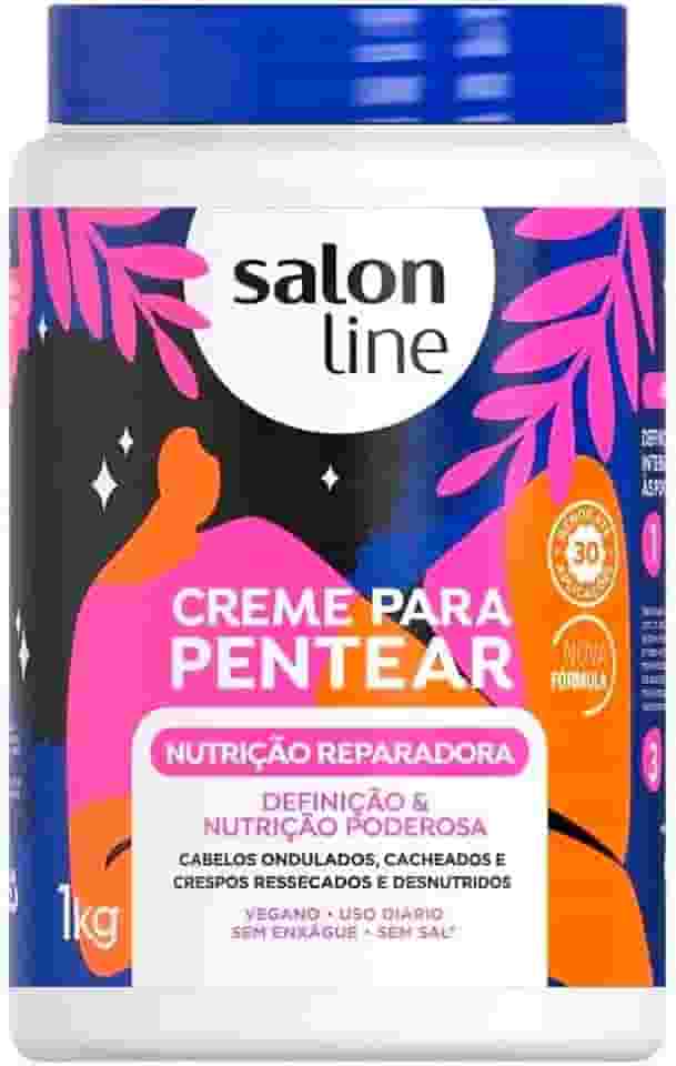 Salon Line, Creme de Pentear, Nutrição Reparadora, Definição e Nutrição Poderosa, Vegano - Cabelos Ondulados, Cacheados e Crespos, 1 Kg