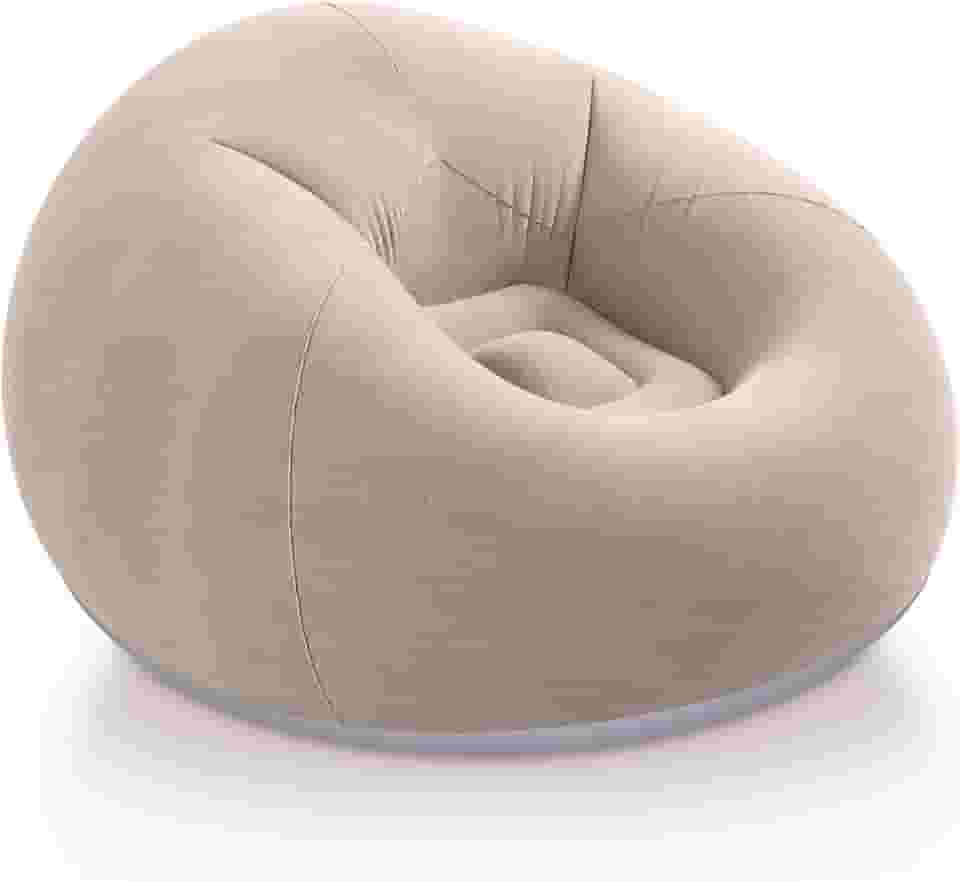 Sofá Poltrona Puff Inflável Deluxe Aveludada, Impermeável, Suporta Até 100kg, com Bomba Inclusa, Conforto e Portátil, Ideal para Sala e Quartopufe, pufe, puff gigante (Bege)