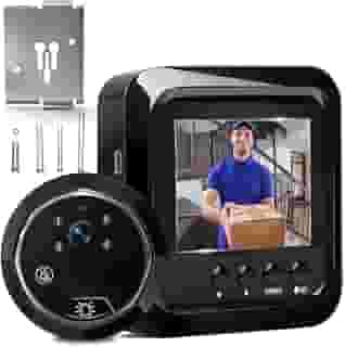 Olho Mágico Digital, Olho Mágico com Câmera, Visor Digital de Porta, Olho Mágico, Ecrã de Alta Definição de 2,4 Polegadas, Visão Noturna, Sessão de Fotos​, Campainha digital olho de gato Preto