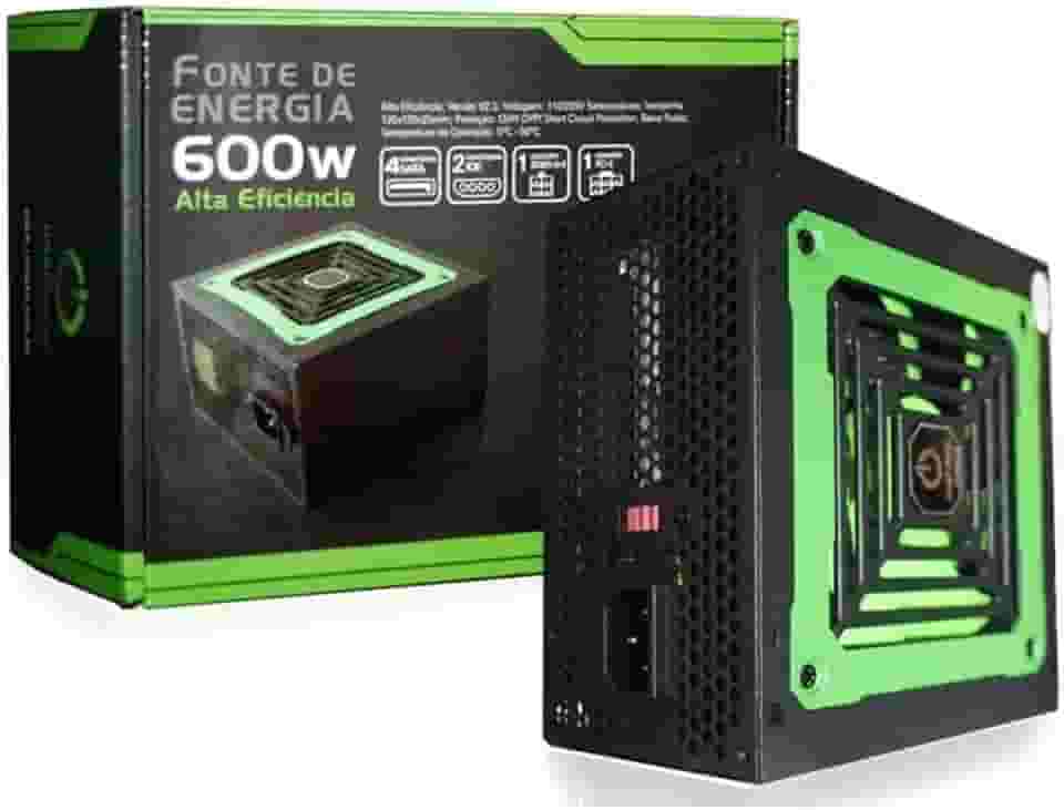 Fonte 600W ONE POWER - 70% Eficiência - MP600W3-I, Preto, ATX