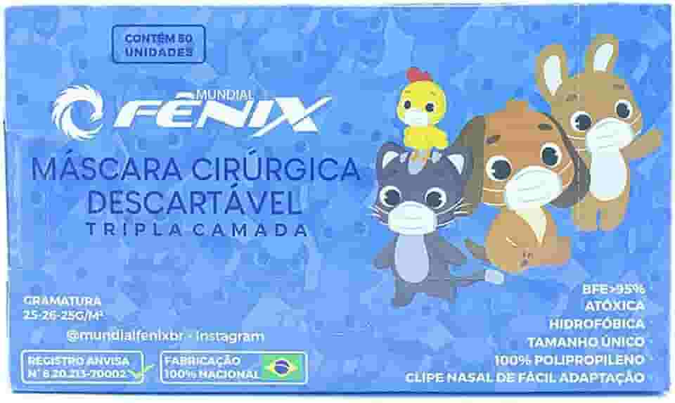 Máscara Cirúrgica Descartável Tripla INFANTIL Branca com 50 unidades