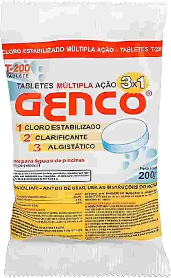 Tabletes T-200 Ação 3 Em 1 Pedra Cloro Estabilizado Genco