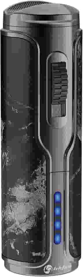 Isqueiro de charuto com suporte para charuto, isqueiro elétrico de chama tripla à prova de vento, isqueiros de butano recarregáveis com ignição eletrônica, isqueiros legais para fumar (mármore