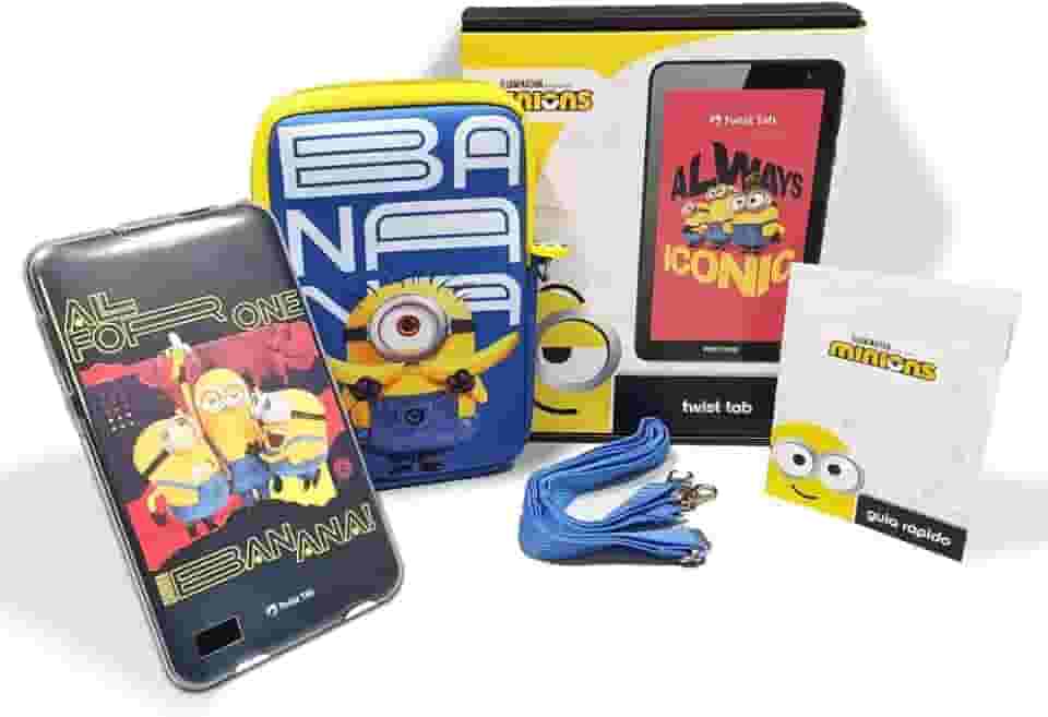 Positivo Twist Tab Minions+ 2GB RAM + 64GB Armazenamento, Tela de 7”, Android 11 Go, Bateria 3100mAh​ - Preto - Inclui 2 itens de proteção - (Capa e Bolsa de Transporte)