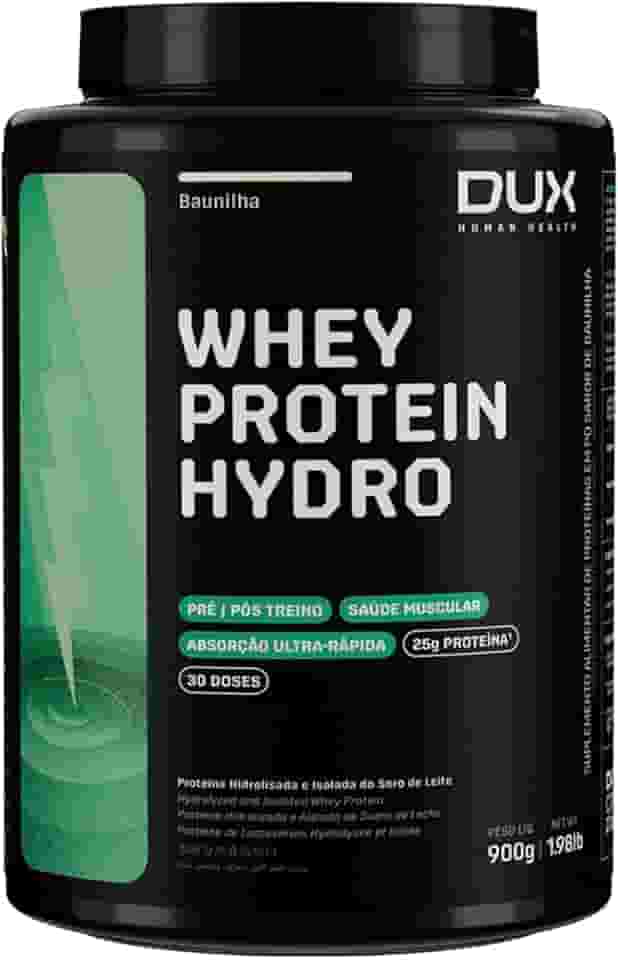 Whey Protein Hydro Baunilha Pote 900g – Absorção Rápida – Ganho Muscular – Baixo Teor de Lactose – Dux Human Health