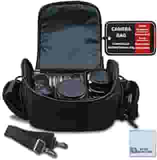 Bolsa de transporte de luxo grande digital para câmera/vídeo acolchoada/capa para Nikon, Sony, Pentax, Olympus Panasonic, Samsung, e Canon DSLR câmeras e eCostConnection pano de microfibra