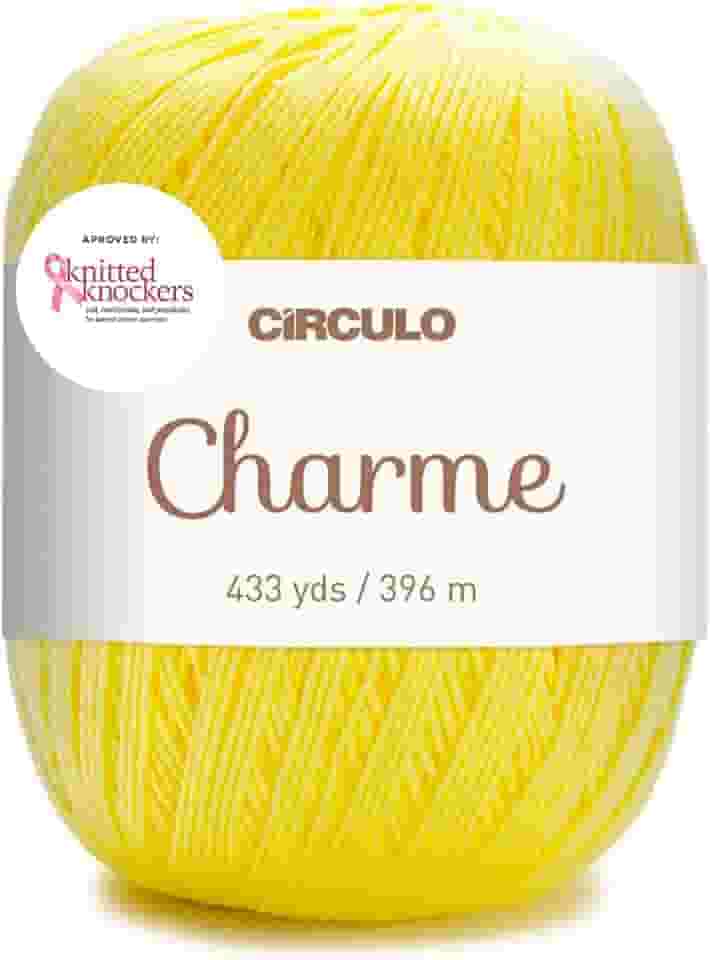 Fios Charme 100% algodão em 10 opções de cores. Adequado para agulhas de 2,5 mm a 3 mm e gancho de crochê de 3 mm a 4 mm. Ótimo uso para projetos de costura e artes e artesanato (Amarelo)