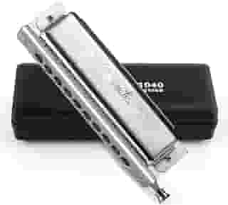 SWAN Gaita cromática 10 furos Deluxe Harmonica C chave com controle deslizante e válvula - 10 furos 40 tons para adultos iniciantes estudantes - Chave de gaita profissional de C, prata polida