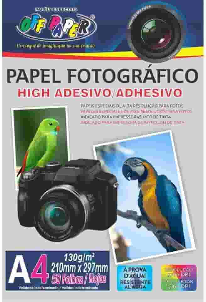 Papel Fotográfico Adesivo A4 130g – 50 Folhas – Alta Resolução, Secagem Rápida e Resistência à Água – Ideal para Impressão Doméstica e Profissional – Off Paper