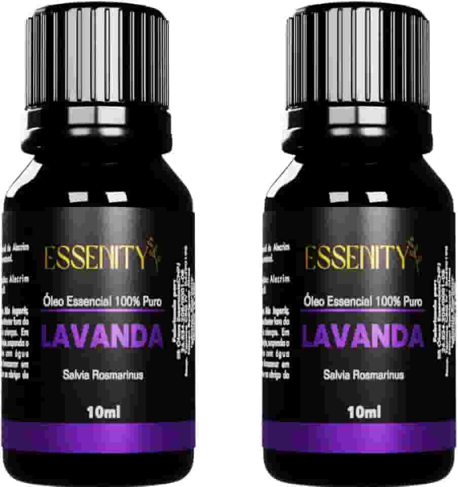 2 Unidades Óleo Essencial de Lavanda 100% Puro 10ml - Alívio do Estresse e Ansiedade, Calmante Natural, Perfeito para Aromaterapia, Massagem - Vegano, Cruelty-Free, Ideal para Difusores e Cuidado da Pele - ESSENITY (2 Unidades, Lavanda)