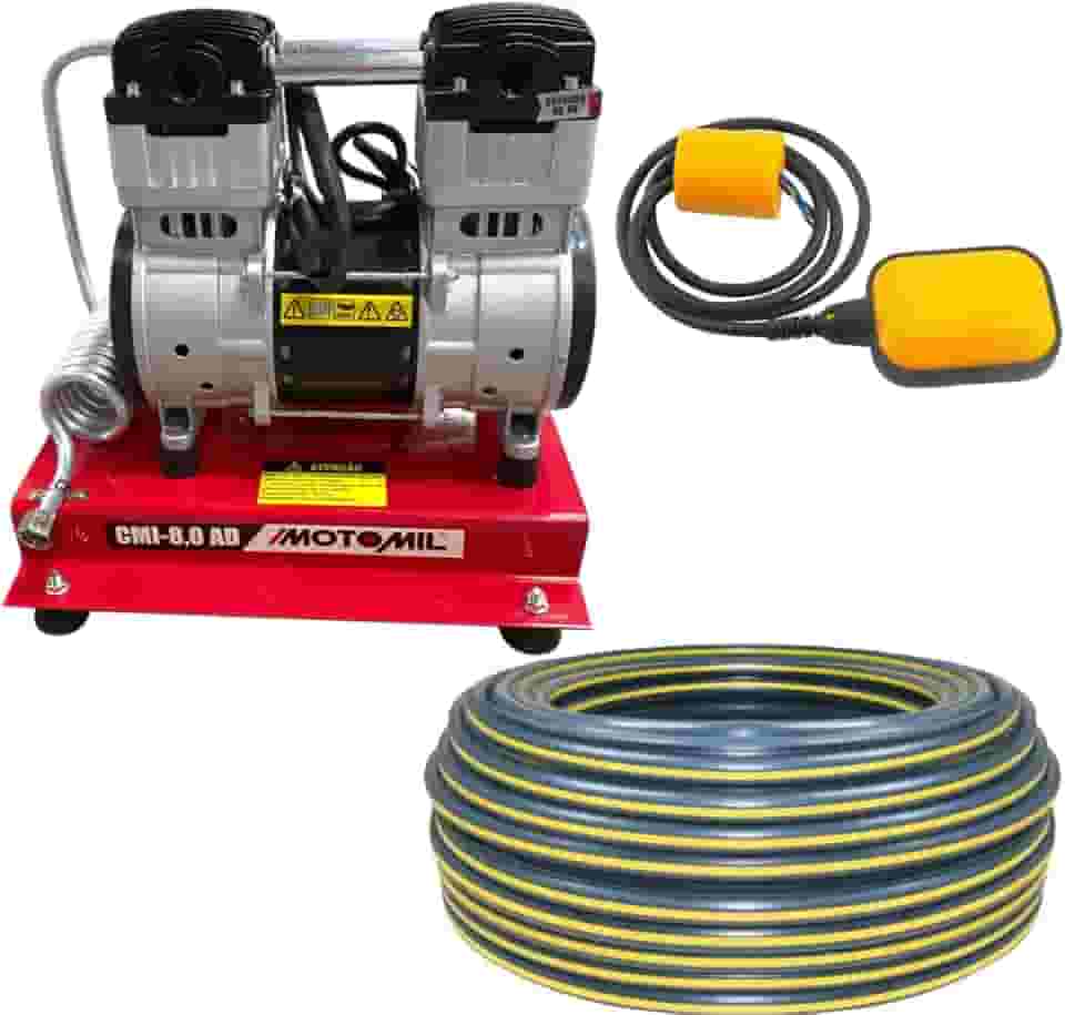 Compressor Bomba de Ar para Poço Artesiano Até 100 Metros 220V + Bóia Elétrica + 100 Metros de Tubo