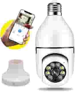 Câmera lâmpada de Segurança externa, Wi-fi Ip com visão noturna Detecção Movimento Full hd 1080p, Prova d'água Infravermelho 360° giratória,bidirecional áudio