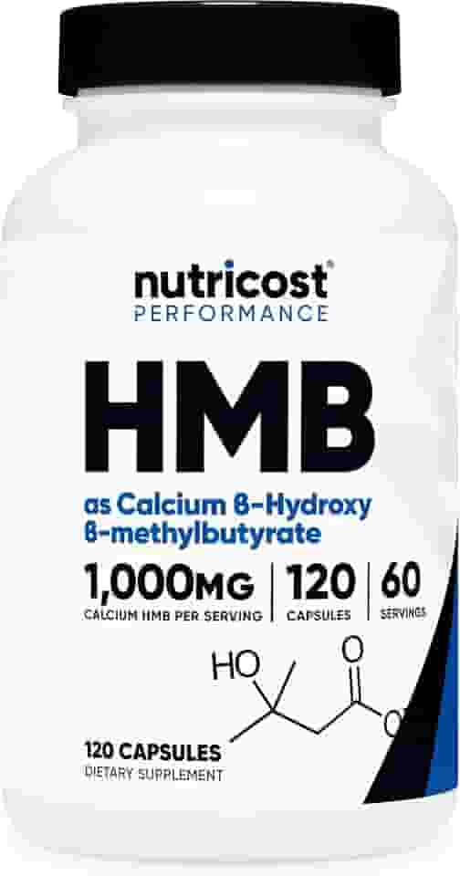 Nutricost HMB (Beta-Hidroxi Beta-Metilbutirato) 1000mg (120 cápsulas) - 500mg por cápsula, 60 porções - Sem glúten e não OGM