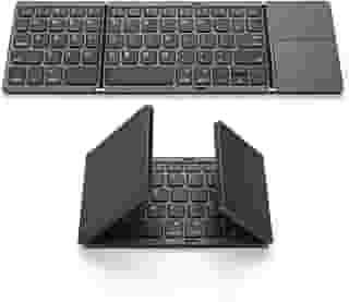 Homesen Teclado sem fio BT teclado dobrável portátil ultra fino teclado BT com touchpad para Windows/Android/iOS Cinza