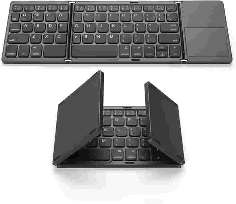 Teclado sem fio BT teclado dobrável portátil ultra fino teclado BT com touchpad para Windows/Android/iOS Cinza