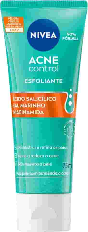 NIVEA Esfoliante Facial Acne Control 75ml - Controla a oleosidade, ajuda a desobstruir os poros, remove células mortas, reduz a vermelhidão da acne, não resseca e nem agride a pele