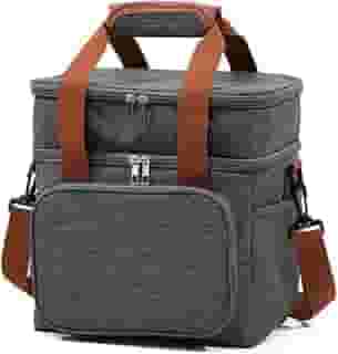 Bolsa Térmica Com Alça Transversal 2 Compartimentos Porta Marmita Lancheira Escola Trabalho Passeio Academia (Cinza)