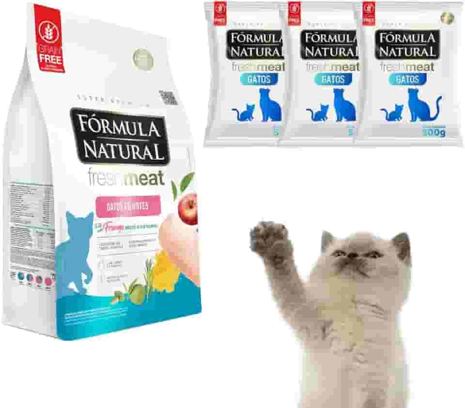 Kit Com 3 Rações Fórmula Natural Fresh Meat Para Gatos Filhotes Sabor Frango Pacotes de 500g