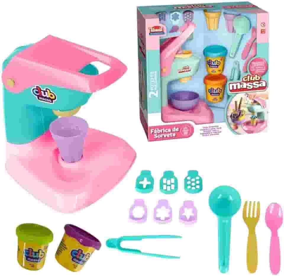 Fábrica de Sorvete, Brinquedo Infantil, Máquina de Sorvete com Massinhas Coloridas e Bicos Modeladores, Educativo e Criativo (Fábrica de Sorvete)