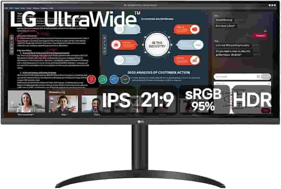 Monitor LG UltraWide 34WP550 IPS Full HD, 2560x1080, sRGB 99%, HDR10, FreeSync, Ajuste de Inclinação, Preto