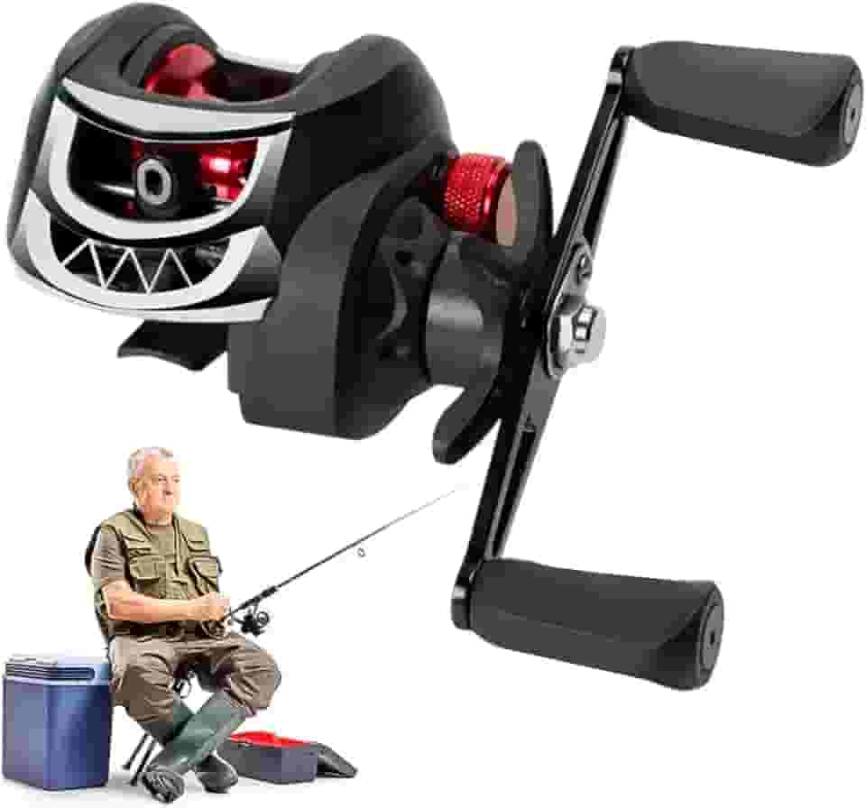 Carretilha de Pesca Profissional, 18+1 Rolamentos, Ratio 7.2:1, Sistema Anti-Reverso e Freio Magnético, Preta