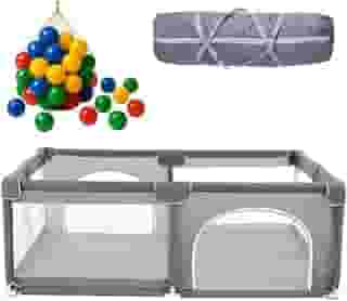 Cercado Para Bebês Chiqueirinho Playground Infantil Grande Desmontável Resistente Com Bolsa De Transporte Bolinhas CERCADINHO -180x150x68- MJ BRANDS