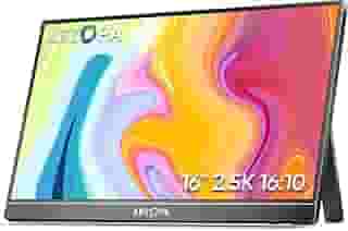 ARZOPA Monitor portátil 2.5K 16.0' 2560x1600 HDR com suporte, monitor de laptop 500nits 8bit QHD USB-C HDMI, tela externa de cuidados com os olhos IPS 16:10 para Mac, PC, telefone, PS4/5, Xbox