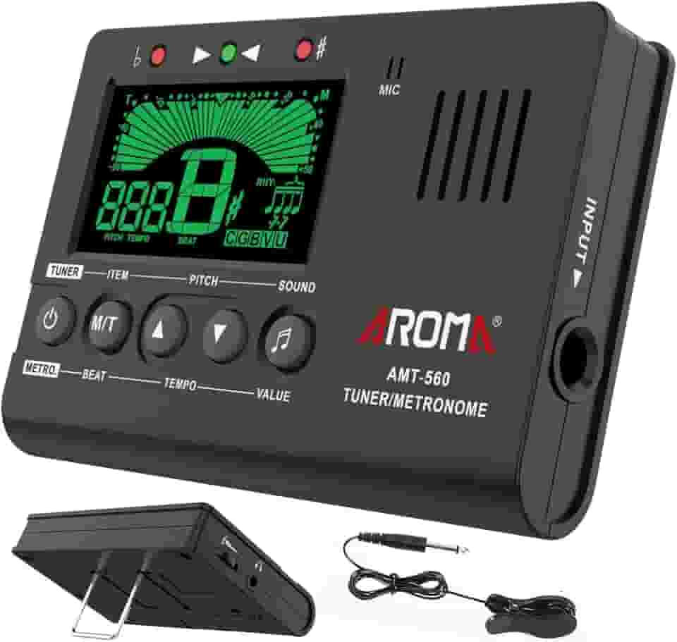Gerador de tom de sintonizador de metrônomo digital, ferramenta musical Moreup 3 em 1 com microfone de encaixe de contato para violão, baixo, violino, ukulele, cromático, clarinete, flauta trompete